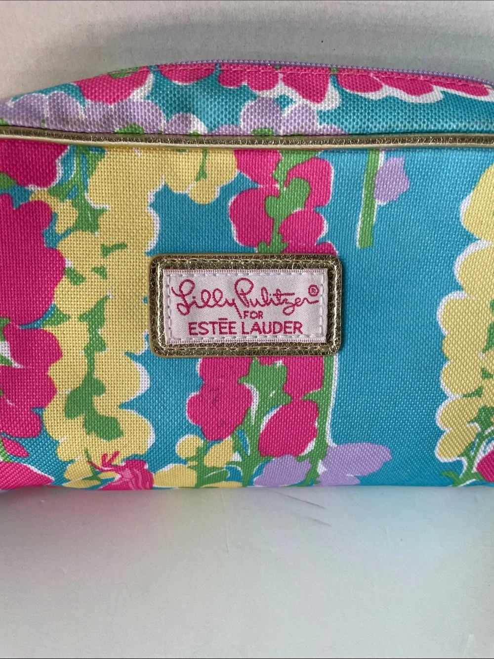 Lilly Pulitizer /Estee Lauder Blue Floral Cosmetic Pouch